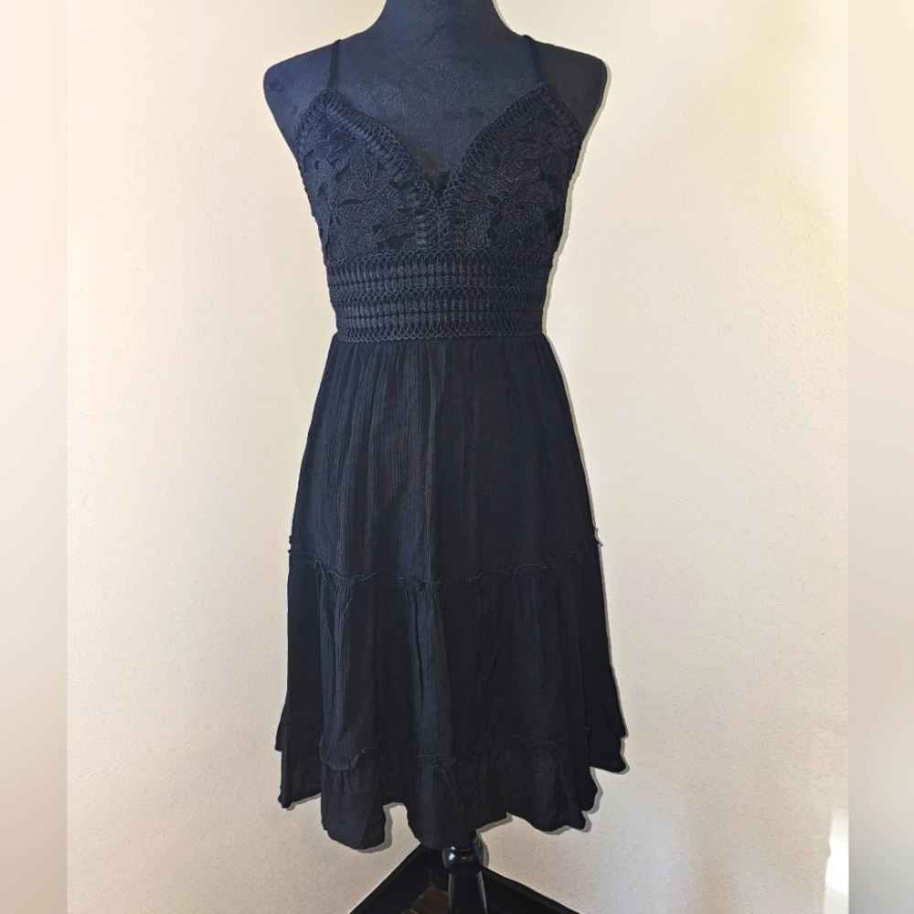 Black Sunset Convos Lace Mini Dress